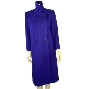 Vintage Adolfo 90s Minimalist Long PUPRLE Wool Coat size 4 petite